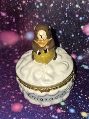 🦫✨ Vintage MSSI Colorado Beaver Glass Trinket Dish / Mini Keepsake Container